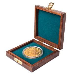 dřevěné pouzdro na medaile + kapsle s mincí - výroba a prodej