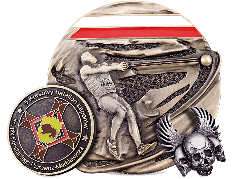 Návrhy odlitků objednaných u MCC Metal Casts: pamětní mince, sportovní medaile, příležitostní medaile a odznak