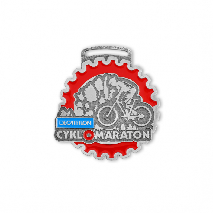 Barevná sportovní medaile pro Decathlon Cyklomaraton - lícová strana