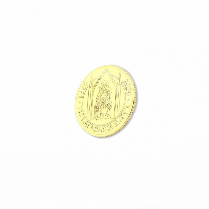 Ražená mince ve zlaté barvě pro město Iława